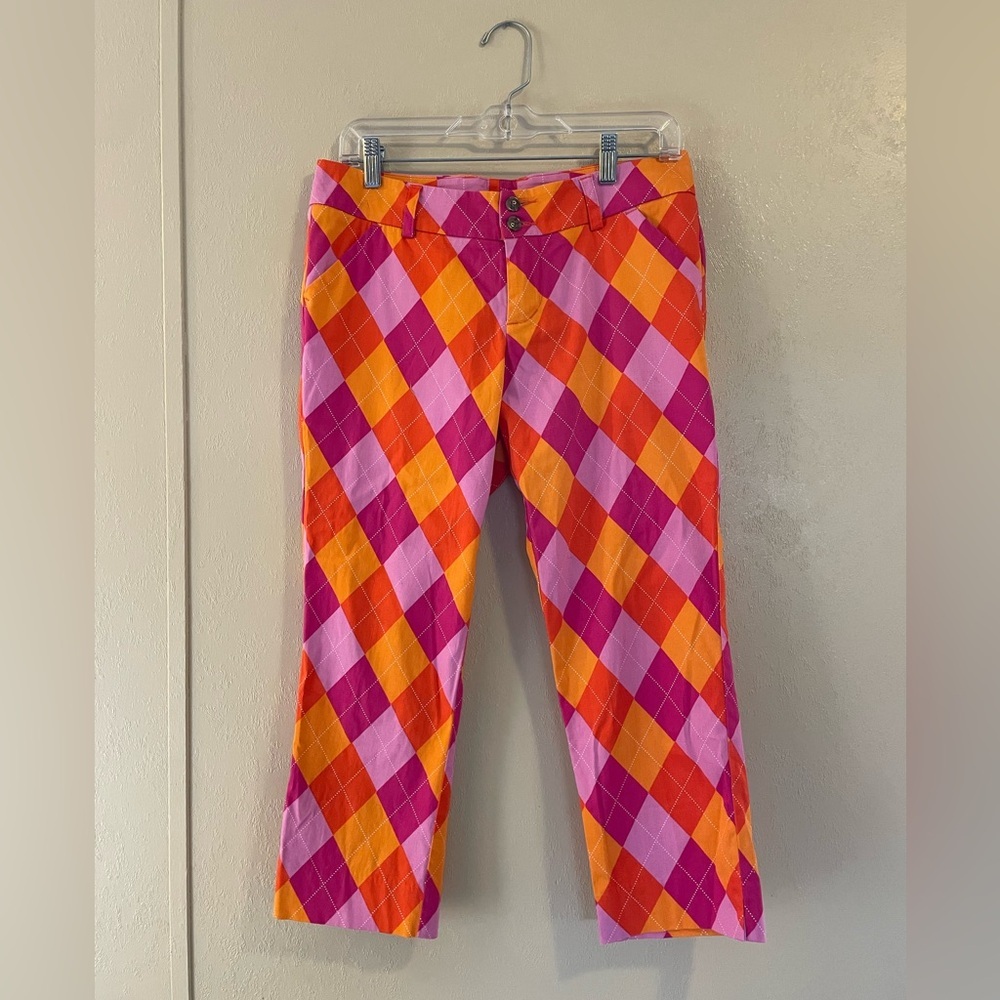 Loudmouth Pink Orange Red Argyle Capris